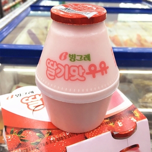 10.14日发 韩国进口 宾格瑞草莓牛奶 240ml    4瓶起拍可混香蕉