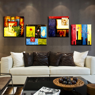 美式油画沙发背景墙无框画客厅装饰画挂画高档壁画抽象墙画 单幅