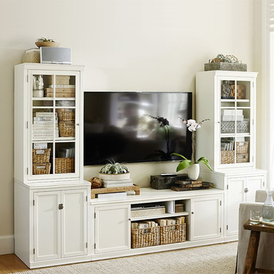 荣冈家具 定制美式乡村全实木客厅电视柜组合柜 环保白色电视柜