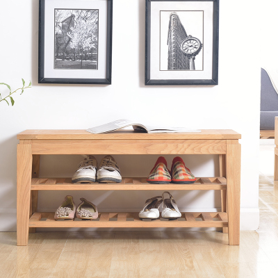现代简约经济型鞋柜橡木日式鞋架实木简易置物架/北欧换鞋凳