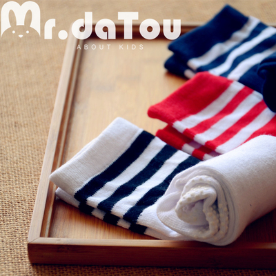【学院风】2015秋 女童运动系休闲条纹纯色中筒袜堆堆袜子