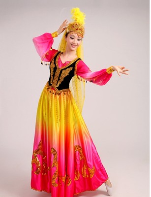 新疆维吾尔族舞蹈表演服装维族风格少数民族广场舞演出服大摆裙女