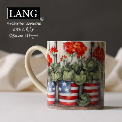 美国LANG 美式油画田园风马克杯水杯 美国国旗咖啡奶茶店杯 厚实