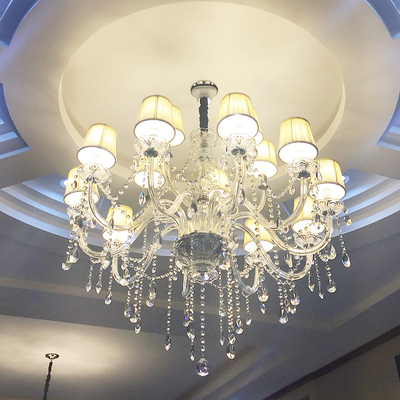 欧式吊灯简约现代餐厅卧室灯具美式田园客厅吊灯大气蜡烛水晶吊