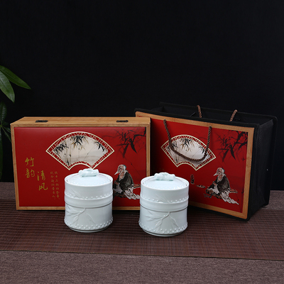 茶叶罐陶瓷大号礼盒装陶瓷密封罐普洱茶罐茶叶包装盒红色通用批发