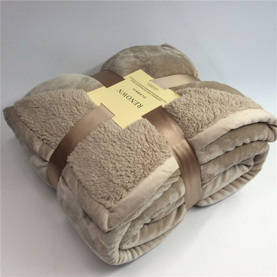 羊羔绒毛毯加厚冬季双层法兰绒毯子纯色空调盖毯欧式沙发毯午睡毯