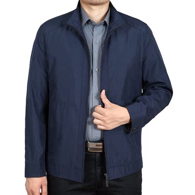 2016春季新款中年男夹克立领 中老年爸爸装薄款外套休闲jacket