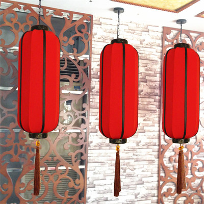 中式布艺长形防雨防水红灯笼吊灯餐厅客栈茶楼会所走廊门口灯