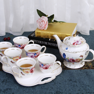 包邮欧式陶瓷咖啡具套装 冷水壶带砖 杯茶具带托盘 高档结婚礼物